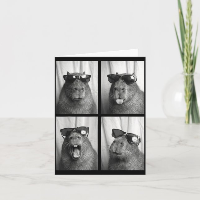 Tarjeta Cool Capybara With Sungles Photobooth Funny Rodent (Anverso)
