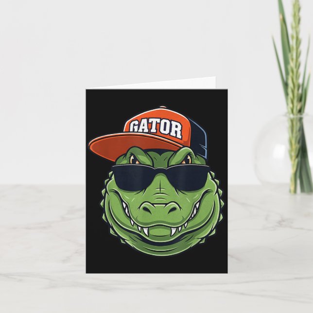 Tarjeta Cool Crocodile Animal Gator Graphic With Cap And S (Anverso)