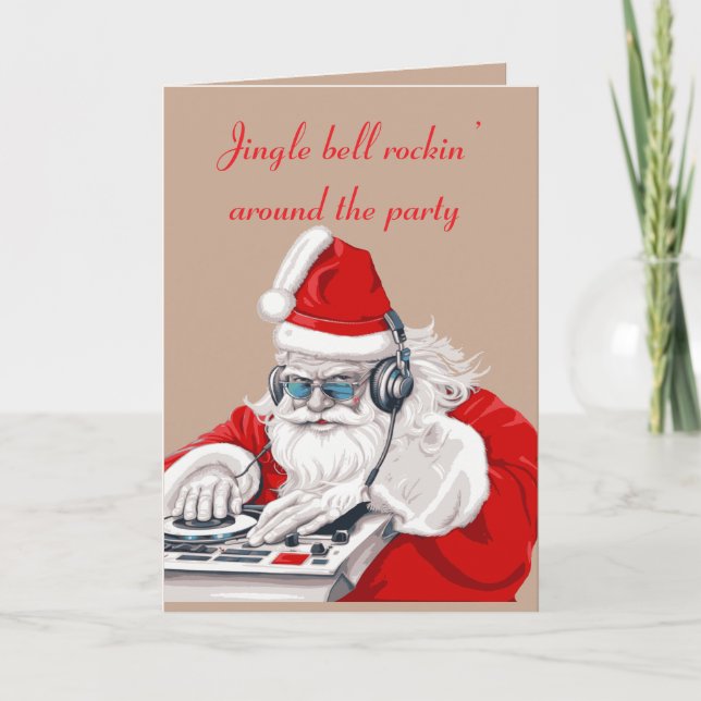 Tarjeta Cool Dude Old Skool Eighties Christmas DJ  (Anverso)