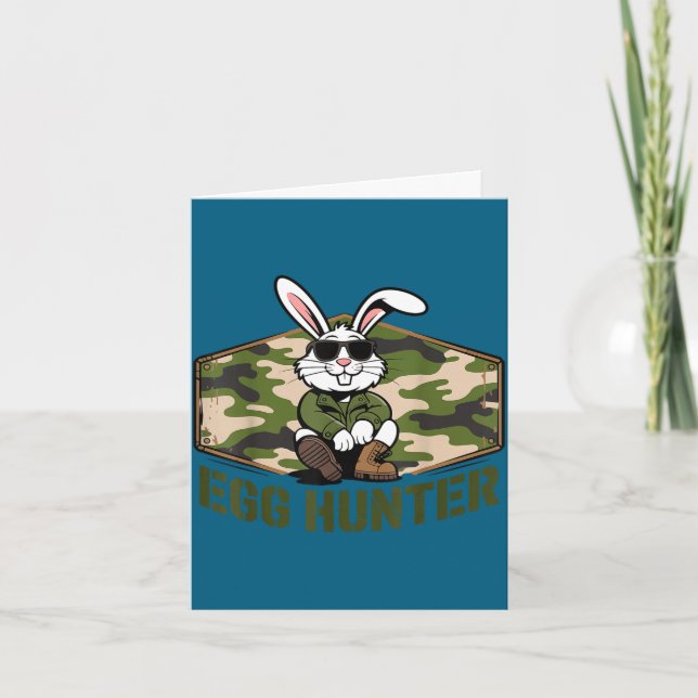 Tarjeta Cool easter bunny egg hunter camo military funny (Anverso)