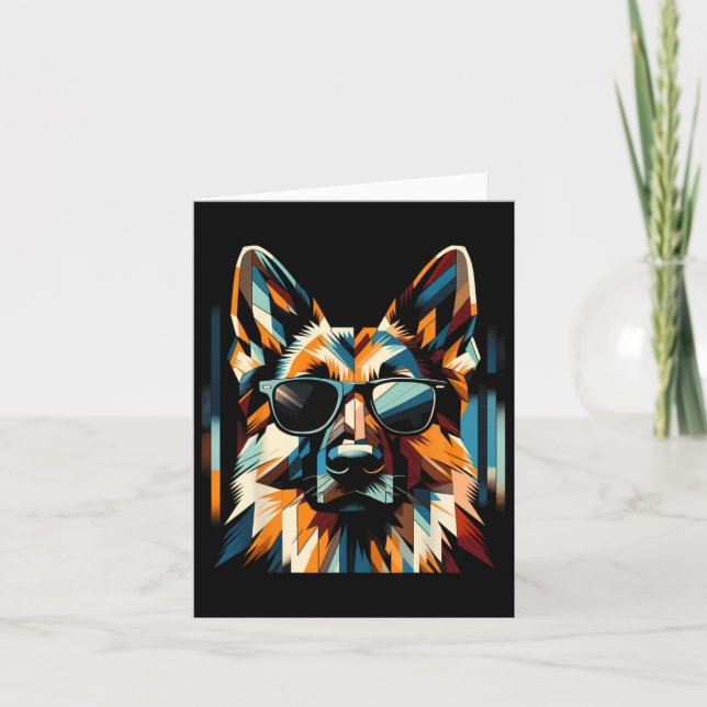 Tarjeta Cool German Shepherd Dog estilo de arte cubista Na (Anverso)