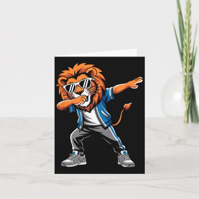 Tarjeta Cool Lion Dabbing Gift For Men Women Boys Girls Ki (Anverso)