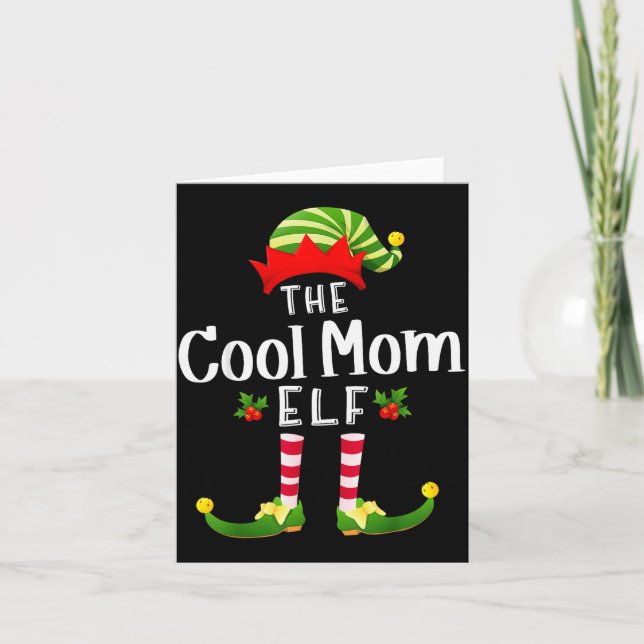 Tarjeta Cool Mom Christmas Elf Matching Pajama X-mas Party (Anverso)