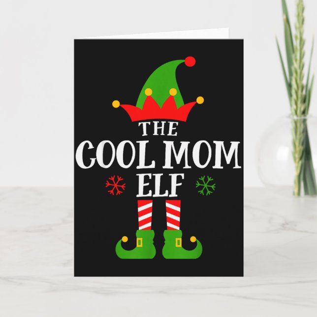 Tarjeta Cool Mom Elf Funny Matching Family Christmas Pajam (Anverso)
