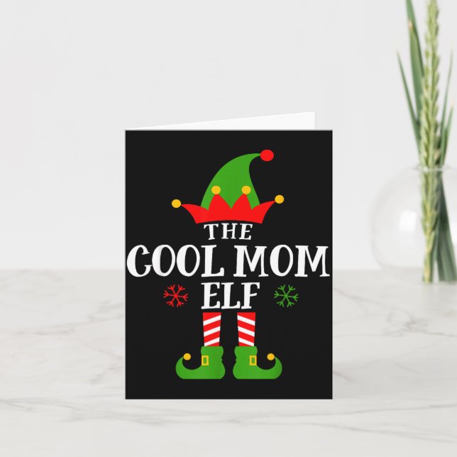 Tarjeta Cool Mom Elf Funny Matching Family Christmas Pajam (Anverso)