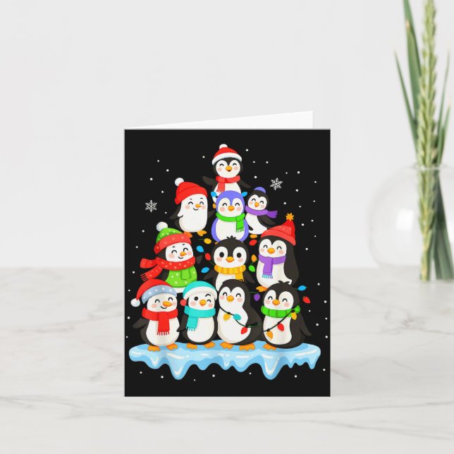 Tarjeta Cool Penguin Christmas Pajamas Shirt Boys, Penguin (Anverso)