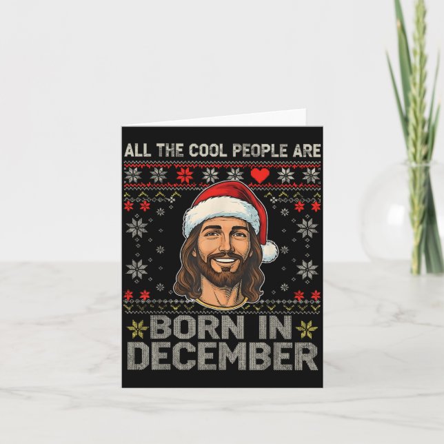 Tarjeta Cool People Are Born In December Christian Christm (Anverso)