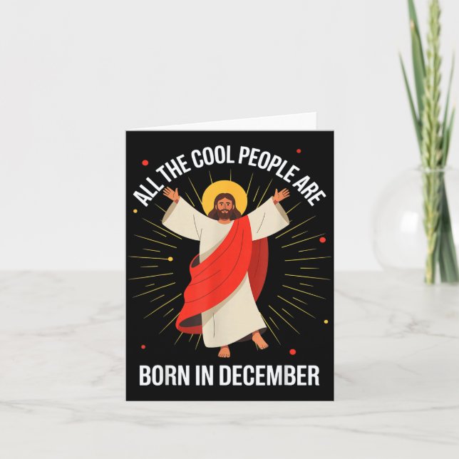 Tarjeta Cool People Are Born In December Christian Christm (Anverso)