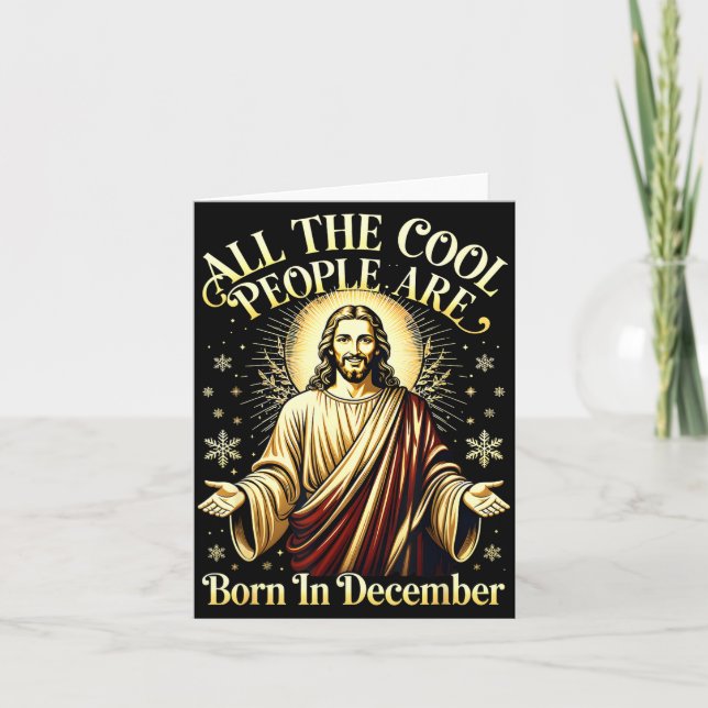 Tarjeta Cool People Are Born In December Christian Christm (Anverso)