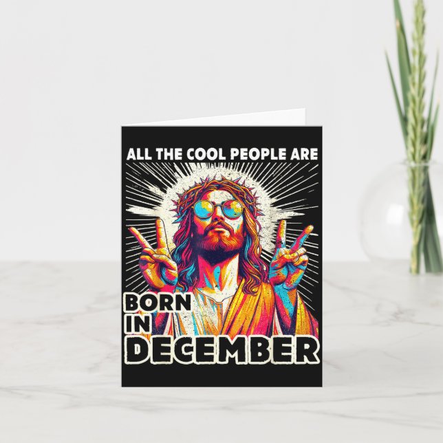 Tarjeta Cool People Are Born In December Christian Christm (Anverso)
