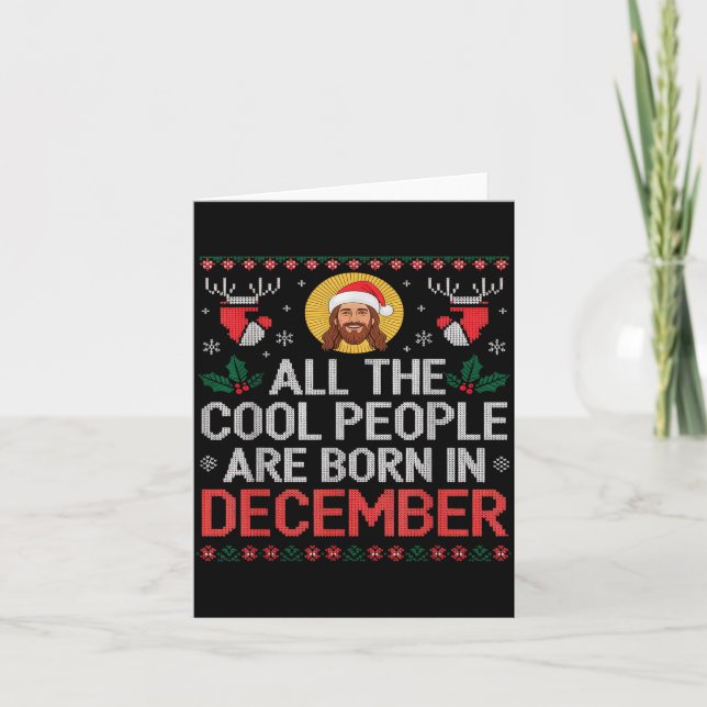 Tarjeta Cool People Are Born In December Christian Christm (Anverso)