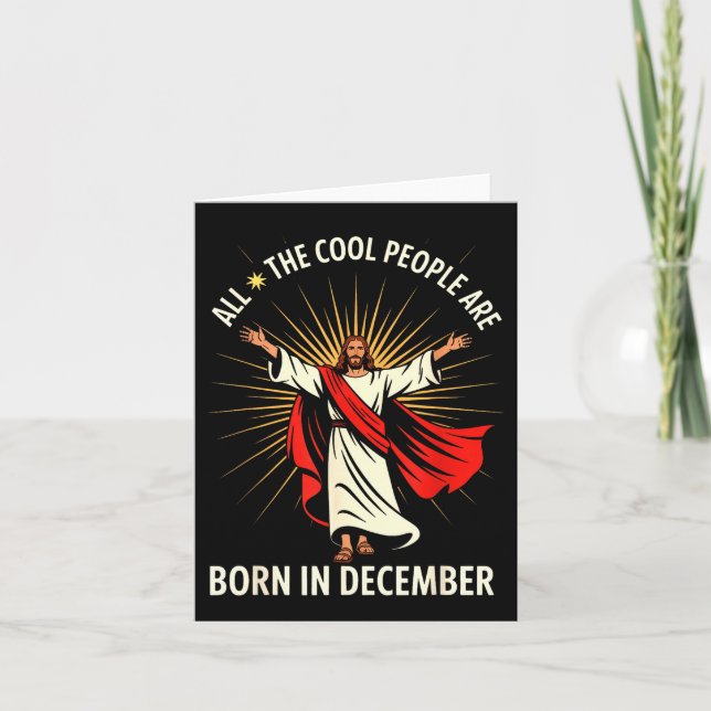 Tarjeta Cool People Are Born In December Christian Christm (Anverso)