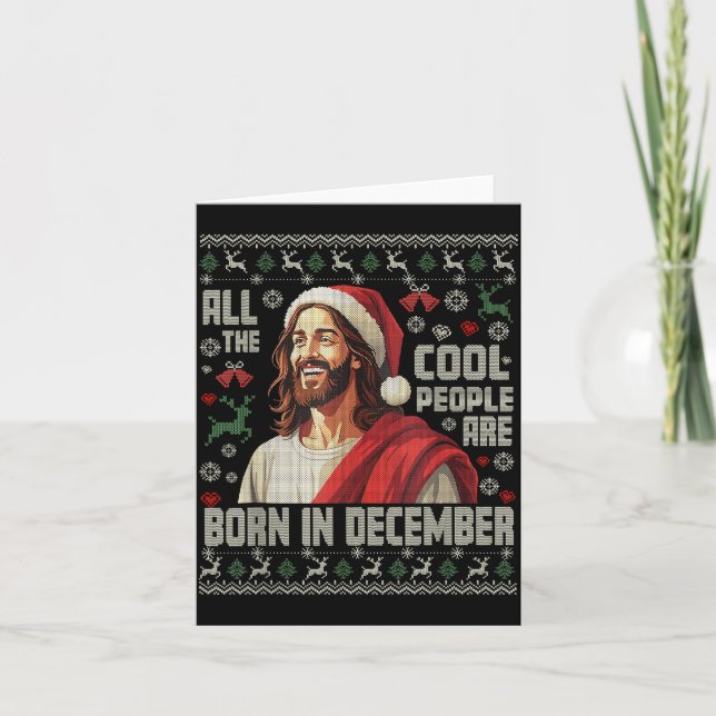 Tarjeta Cool People Are Born In December Christian Christm (Anverso)