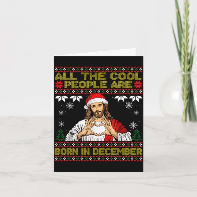 Tarjeta Cool People Are Born In December Christian Christm (Anverso)
