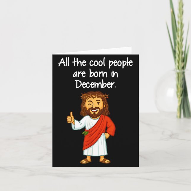 Tarjeta Cool People Are Born In December Christian Xmas Bi (Anverso)
