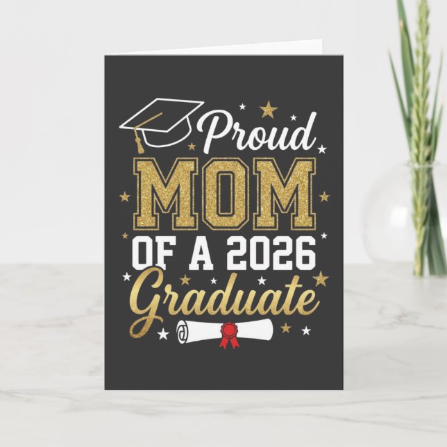 Tarjeta Cool Proud Mom Class of 2026, Graduation Gift (Anverso)