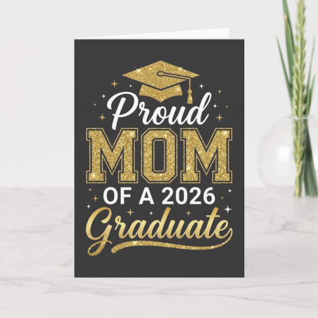 Tarjeta Cool Proud Mom Class of 2026, Graduation Gift (Anverso)