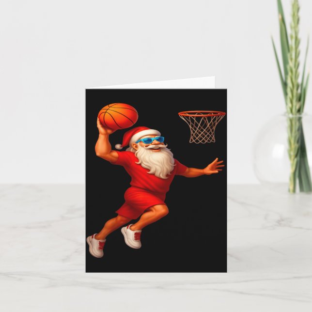 Tarjeta Cool Santa Basketball Player Dunking Xmas Christma (Anverso)