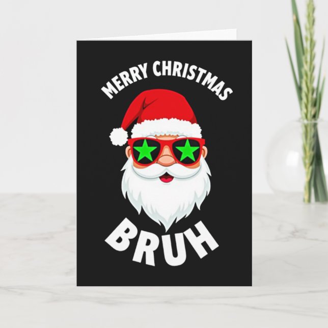 Tarjeta Cool Santa Claus Bruh Meme Funny Christmas Card (Anverso)