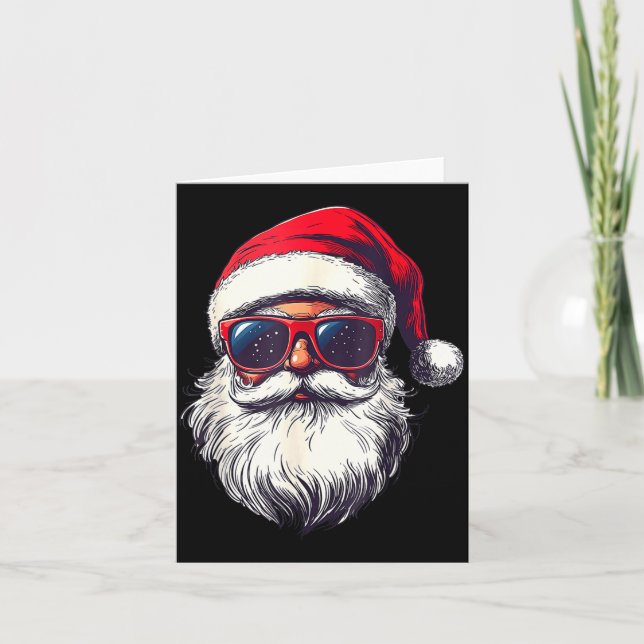 Tarjeta Cool Santa Claus Face Retro Sungles Christmas Men  (Anverso)
