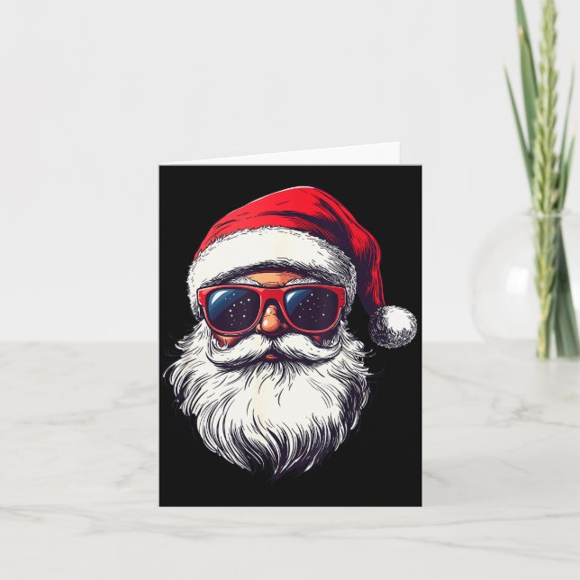 Tarjeta Cool Santa Claus Face Retro Sungles Christmas Men  (Anverso)