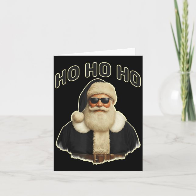 Tarjeta Cool Santa In Black Hat Sungles Graphic  (Anverso)