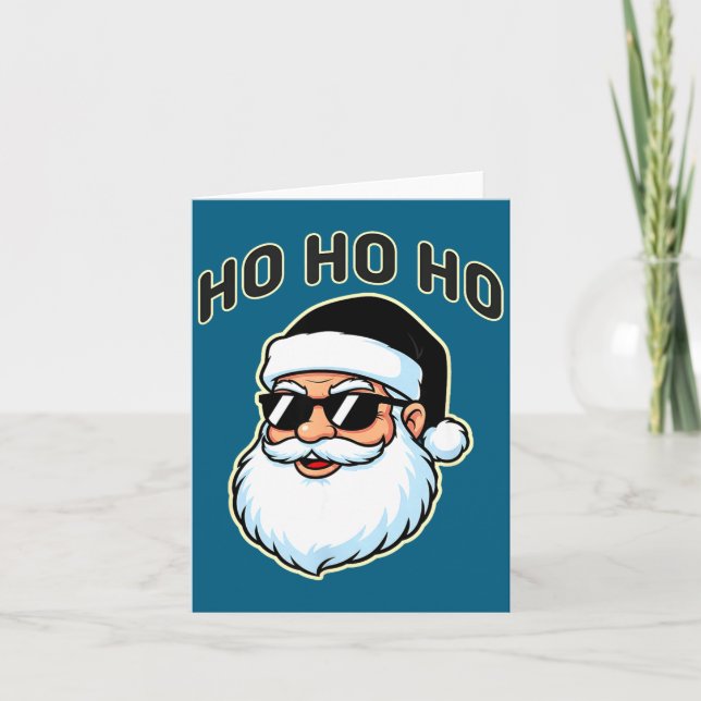 Tarjeta Cool Santa In Black Hat Sungles Graphic 2  (Anverso)