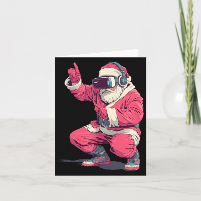 Tarjeta Cool Santa Moves With Vr Headset For Gaming Christ (Anverso)
