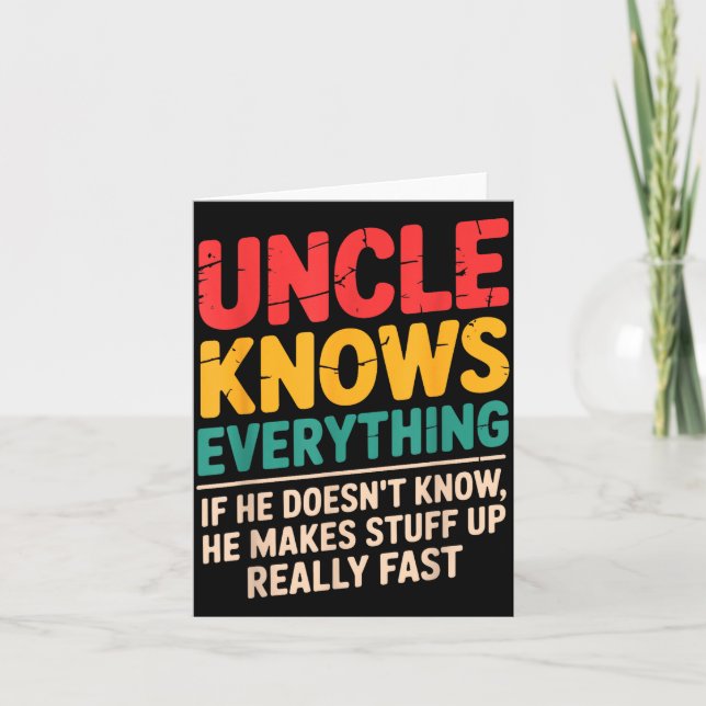 Tarjeta Cool Uncle Design For Uncle Men From Nephew Niece  (Anverso)