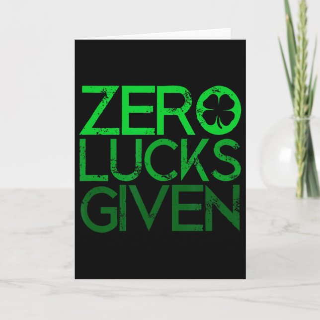 Tarjeta Cool Zero Suerte Dada Shamrock Divertido Trébol Dí (Anverso)