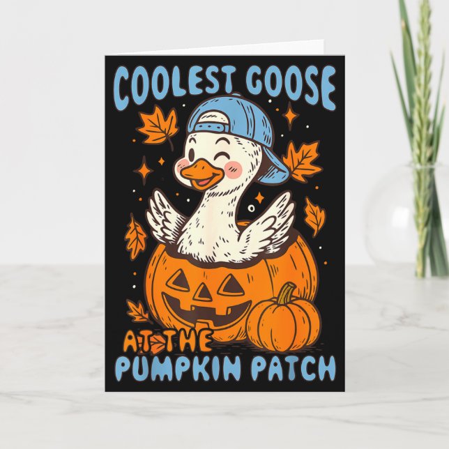 Tarjeta Coolest Goose At The Pumpkin Patch Autumn Fall Cou (Anverso)