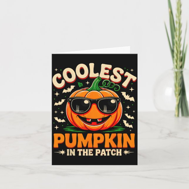 Tarjeta Coolest Pumpkin In The Patch Groovy Halloween For  (Anverso)