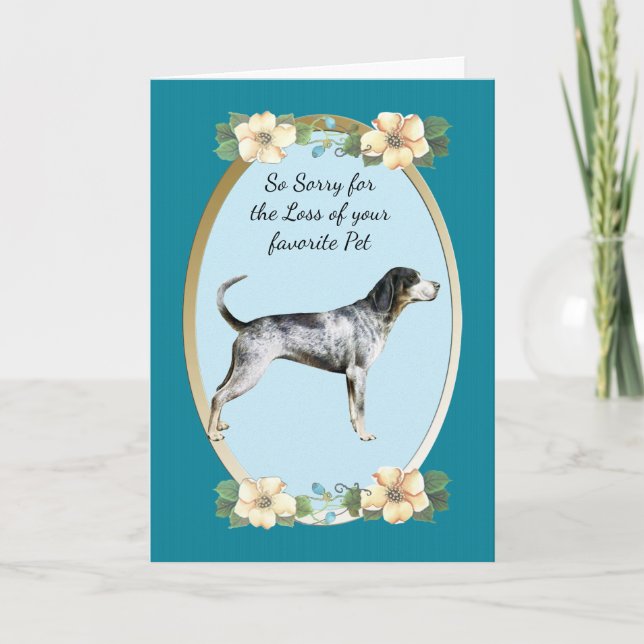 Tarjeta Coonhound de Bluetick, condolencia floral verde (Anverso)