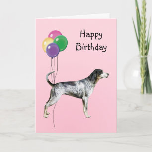 Tarjeta Coonhound de Bluetick, globos del cumpleaños