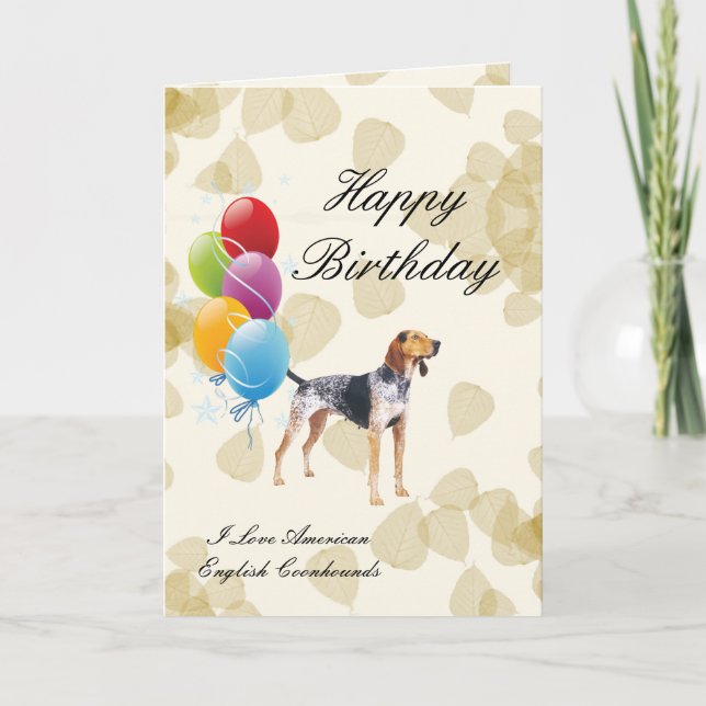 Tarjeta Coonhound del inglés americano con las hojas del (Anverso)