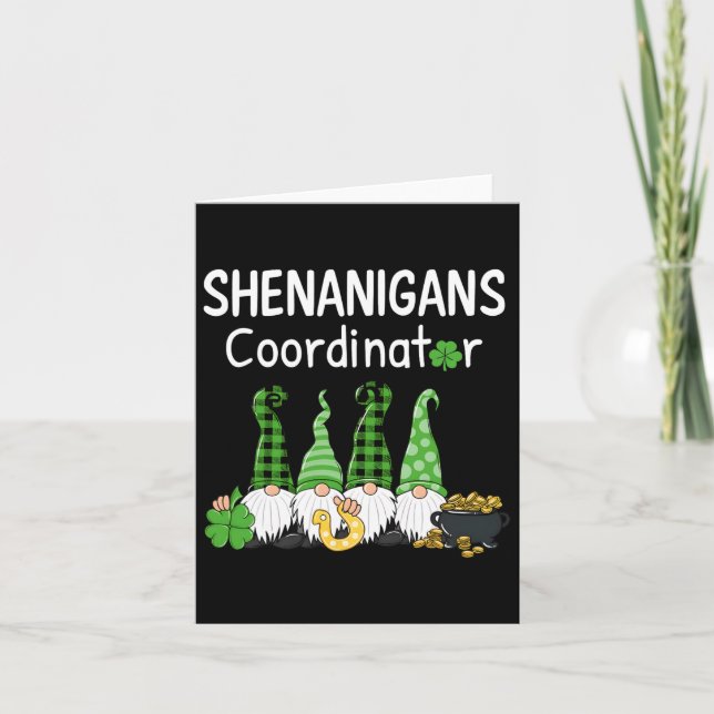 Tarjeta Coordinador de Shenanigans St Patricks Day Gnomes  (Anverso)