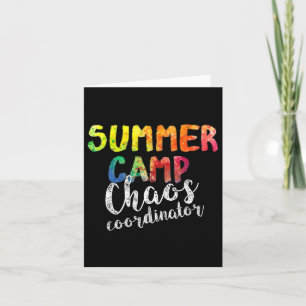 Tarjeta Coordinador del caos. Funny Summer Camp Counselor