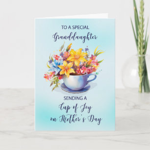 Tarjeta Copa de Alegría y Día de la Madre de Flores