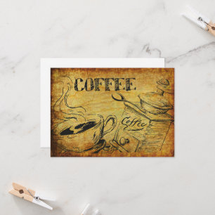 Tarjeta Copa de Café Vintage Grinder de café antiguo a la