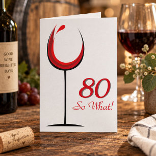 Tarjeta Copa de Vino Roja Motivacional Moderna Cumpleaños