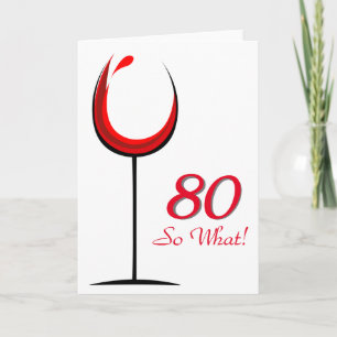 Tarjeta Copa de vino rojo motivacional moderna para 80 cum