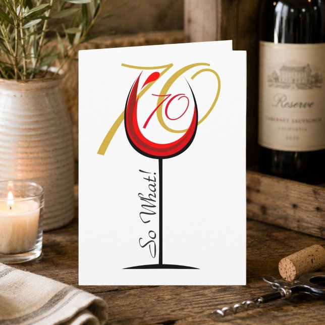 Tarjeta Copa de Vino Tinto Divertida Cumpleaños 70 (Subido por el creador)