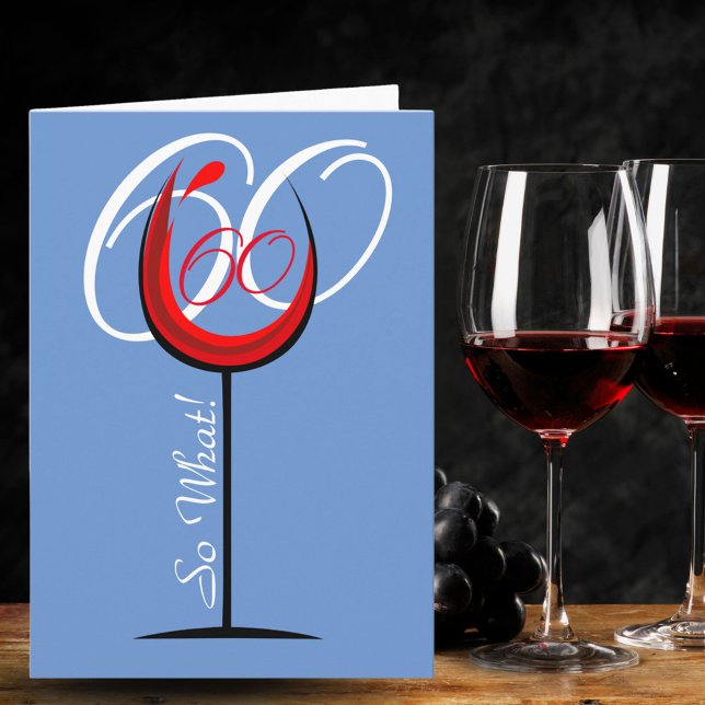 Tarjeta Copa de Vino Tinto Frase Divertida Cumpleaños 60 (Subido por el creador)