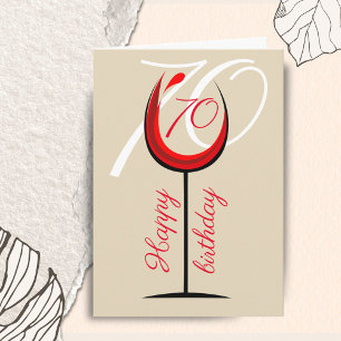 Tarjeta Copa de Vino Tinto Moderno Cumpleaños 70