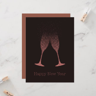 Tarjeta Copas de Champagne para Feliz Año Nuevo con Puntos
