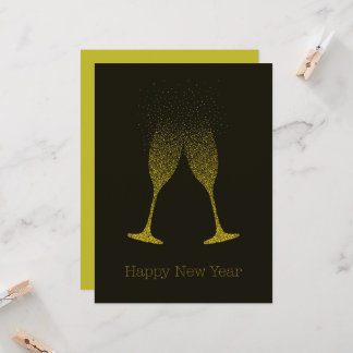 Tarjeta Copas de Champagne para Feliz Año Nuevo con Puntos
