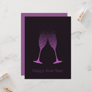 Tarjeta Copas de Champagne para Feliz Año Nuevo con Puntos