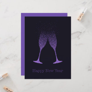 Tarjeta Copas de Champagne para Feliz Año Nuevo con Puntos