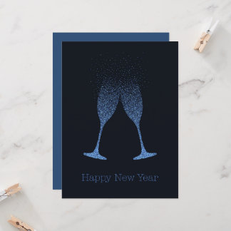 Tarjeta Copas de Champagne para Feliz Año Nuevo con Puntos