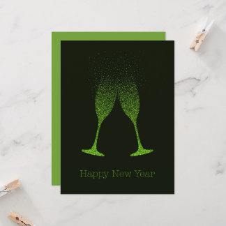 Tarjeta Copas de Champagne para Feliz Año Nuevo con Puntos